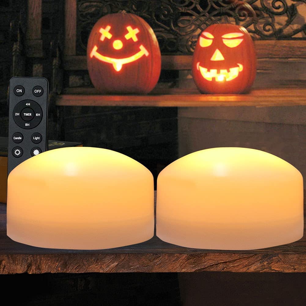 2-Pack Large Halloween Pumpkin Lights with Remote and Timer - White ...