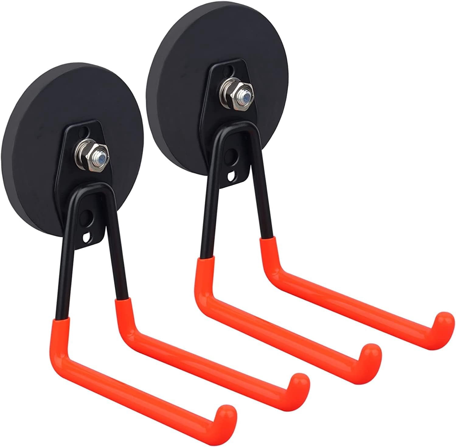 2 Pack Large Heavy Duty Garage Magnetic Hooks Anti-Slip Coated Utility Magnet Tool Organizer for Hanging Garden Hoses Pegboard