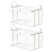 2 Pack Large Heavy Duty Moving Bags, Clear Storage Bins with Lids, Reinforced Handles & Heavy-Duty Zippers Moving Boxes Storage Bags Totes for Clothes Packing, Dorms, College Supplies,Clear