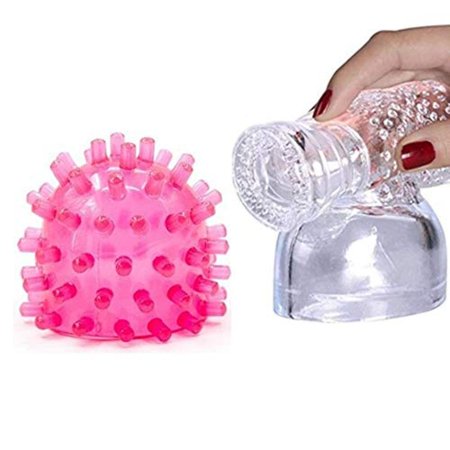 2 Pack Large Hitachi Back Massager Attachment Massage Accesspries Head Caps Silicone -(Clear +Pink),Wand Hole 2.36 Inches