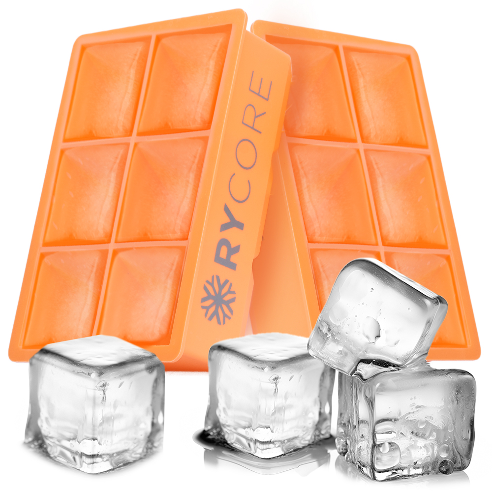 2 Pack, Large Ice Cube Tray for Whiskey Cocktail 2" Square Silicone