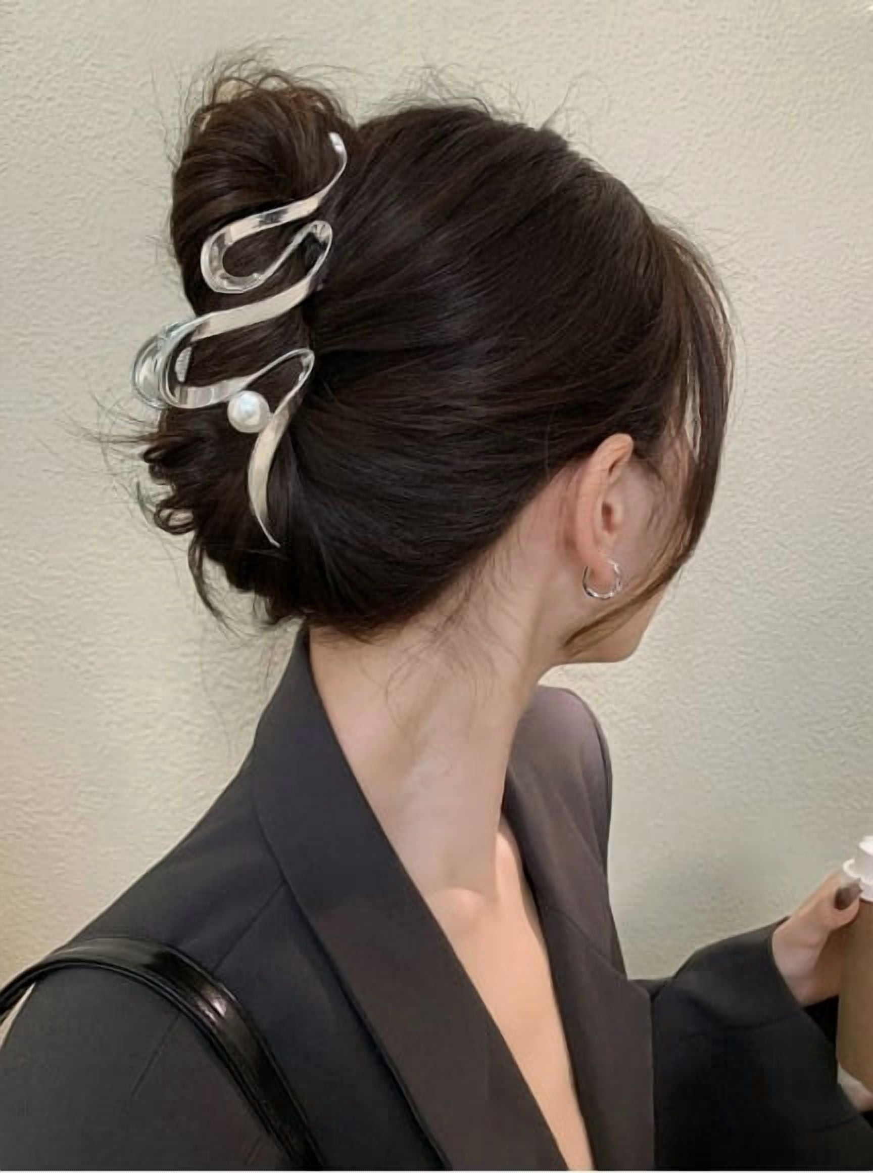 2 Pack Large Metal Hair Claw Clips - Strong Grip for Thick Hair, Elegant Design for Everyday Use