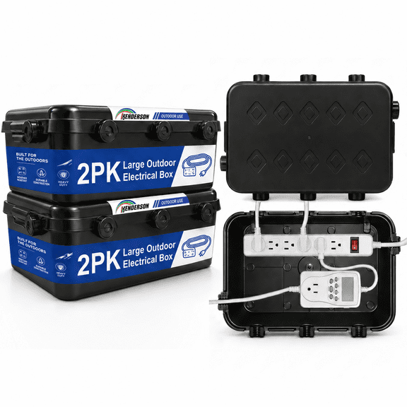 2 Pack Large Outdoor Electrical Box IP54 Waterproof Extension Cord Cover, Black