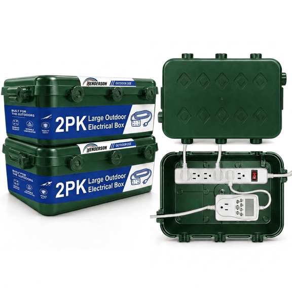 2 Pack Large Outdoor Electrical Box IP54 Waterproof Extension Cord Cover, Green