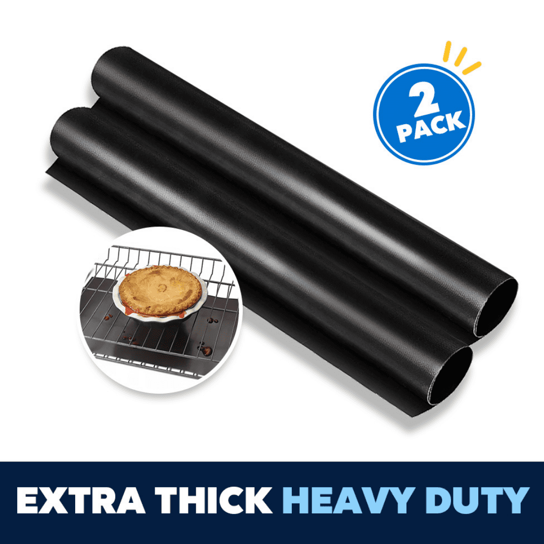 2 Pack of Large Oven Liners 17"x 25",0.3mm Extra Thick Heavy Duty Non