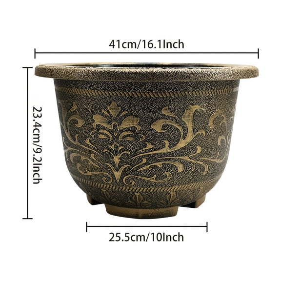 2 Pack Large Resin Flower Pots - European Floral & Dragon Pattern, 28/20/17/15in Outdoor Planters