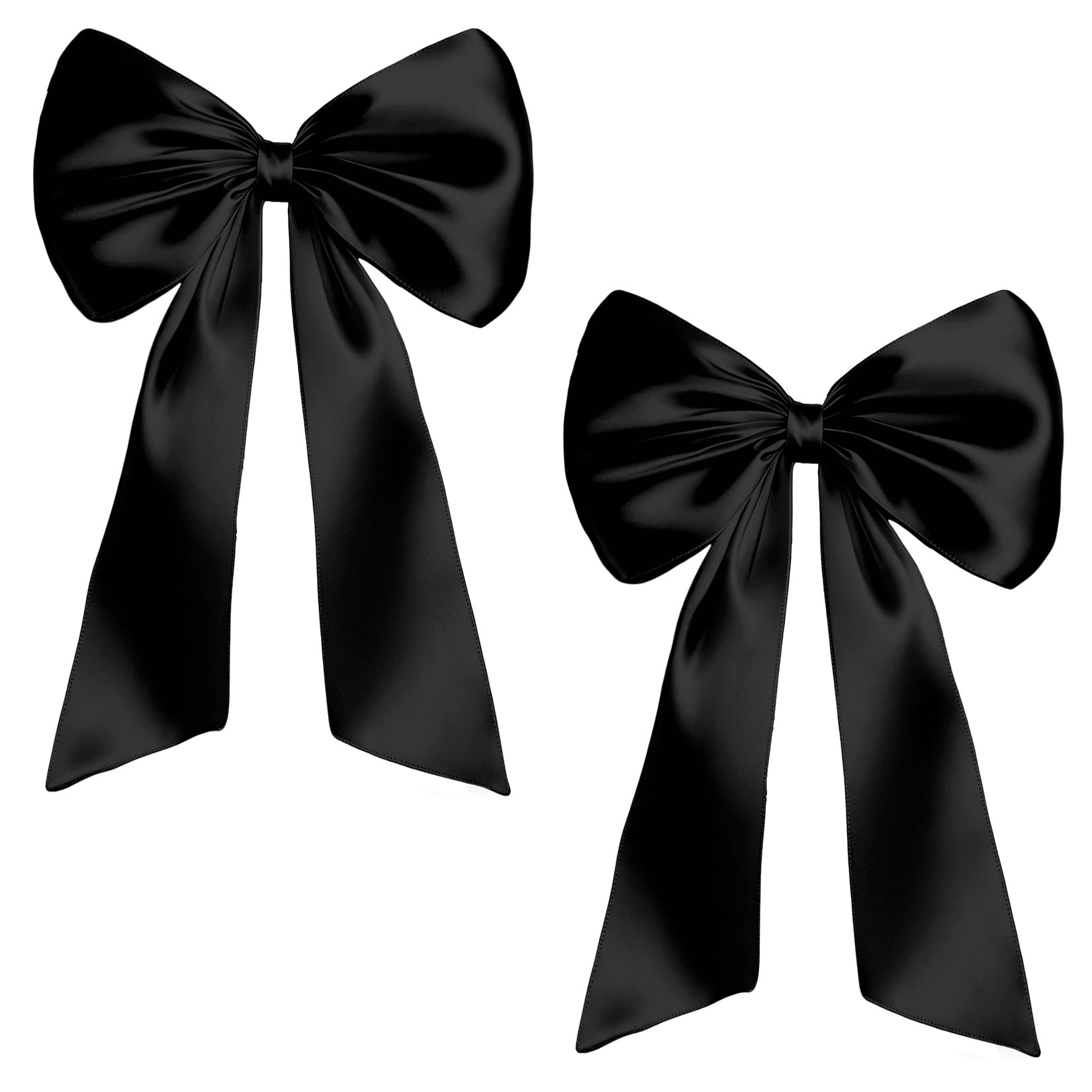 2 Pack Large Satin Bow Decorations 40 x 24 inch, Pre-Shaped Oversized Ribbon Bows for Wedding, Party, Gift Wrapping, Wall & Room Decor, Reusable, Black