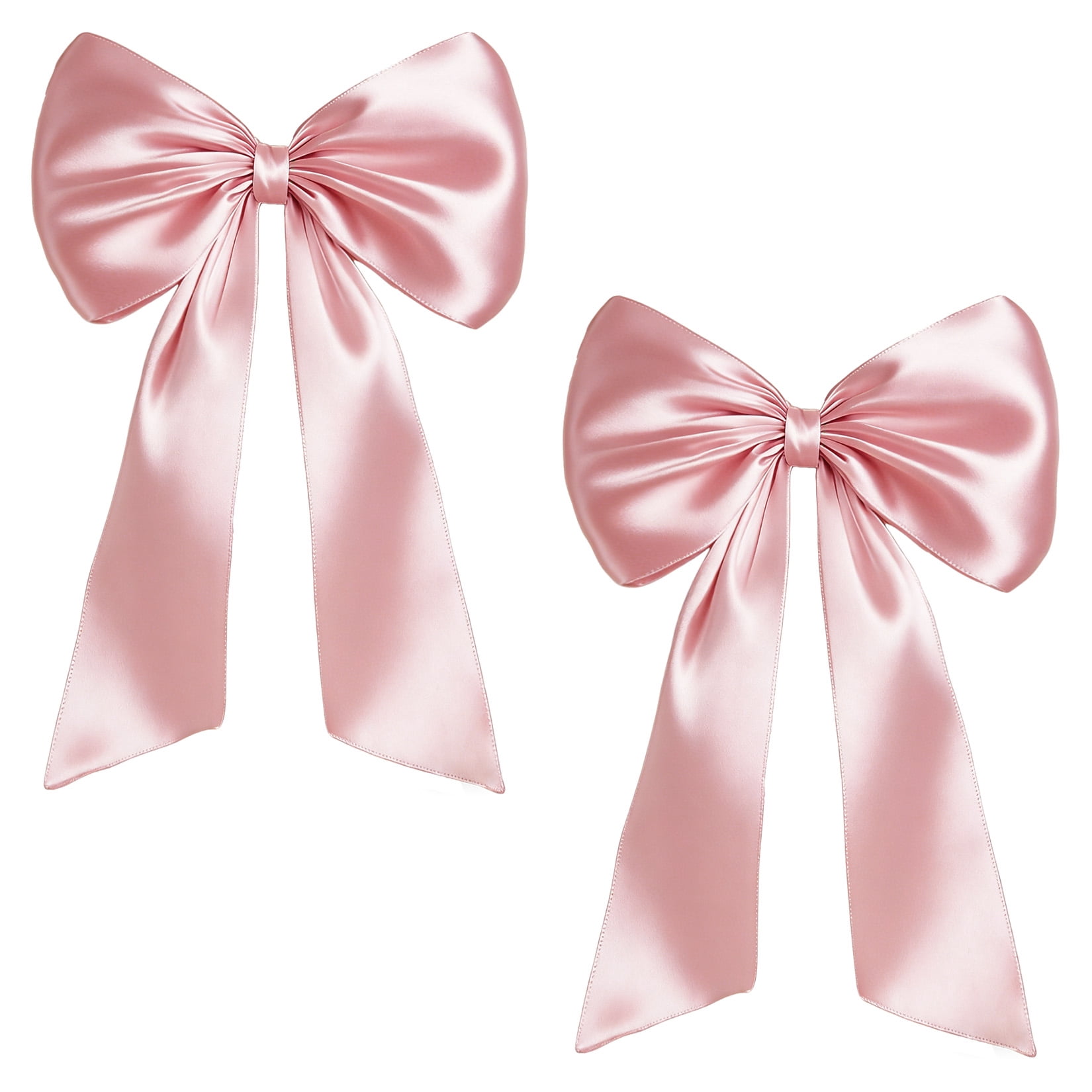 2 Pack Large Satin Bow Decorations 40 x 24 inch, Pre-Shaped Oversized Ribbon Bows for Wedding, Party, Gift Wrapping, Wall & Room Decor, Reusable, Pink