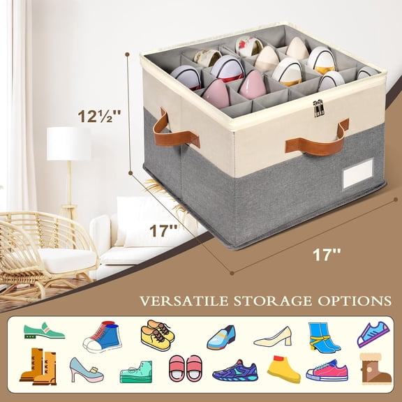 2-Pack Large Shoe Organizer – Adjustable Storage Containers with Clear Cover for Closet and Home Use