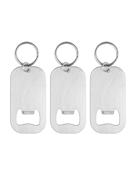 2 Pack Large Silver Stainless Steel Flat Beer Bottle Opener Keychains, Portable Heavy Duty Bottle Cap Openers for All Standard Beer Bottles, Gift for Friends