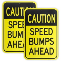 2-Pack Large Speed Bumps Ahead Sign, Slow Down Sign, 8" x 12" .040 Aluminum Reflective Sign Rust Free Aluminum-UV Protected and Weatherproof
