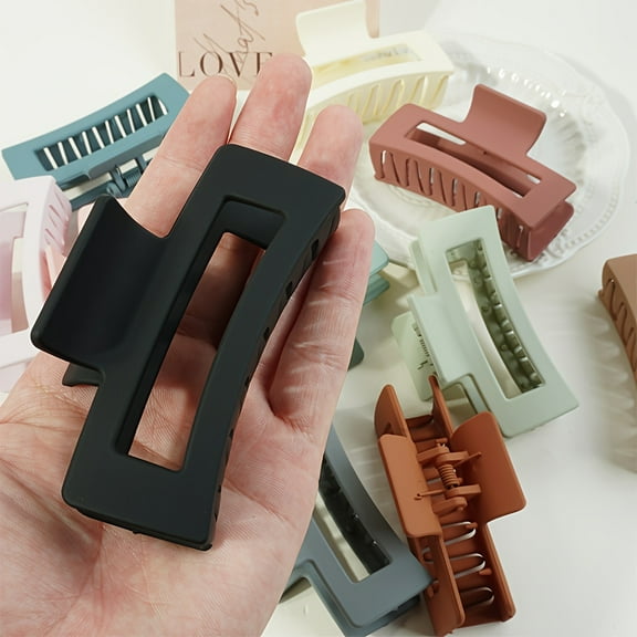 2-Pack Large Square Hair Claw Clips – 4-Inch Matte Non-Slip Hair Holders for Thick, Curly, or Fine Hair, Daily Styling & Travel-Friendly
