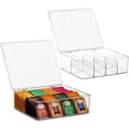 thumbnail image 1 of 2 Pack Large Stackable Plastic Tea Bag Organizer - Storage Bin Box for Kitchen Cabinets, Countertops, Pantry - Holds Beverage Bags, Cups, Pods, Packets, Condiment Accessories Holder, 1 of 9