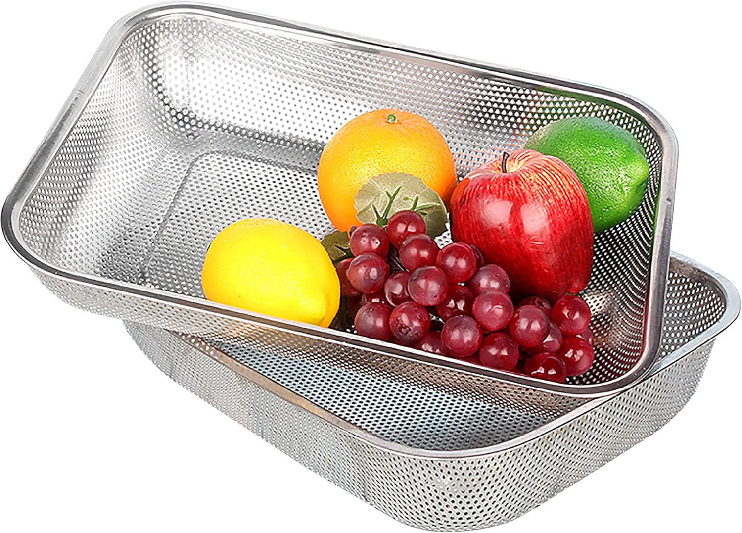 2 Pack Large Stainless Steel Colander Strainer, 6 Quart Mesh Vegetable ...