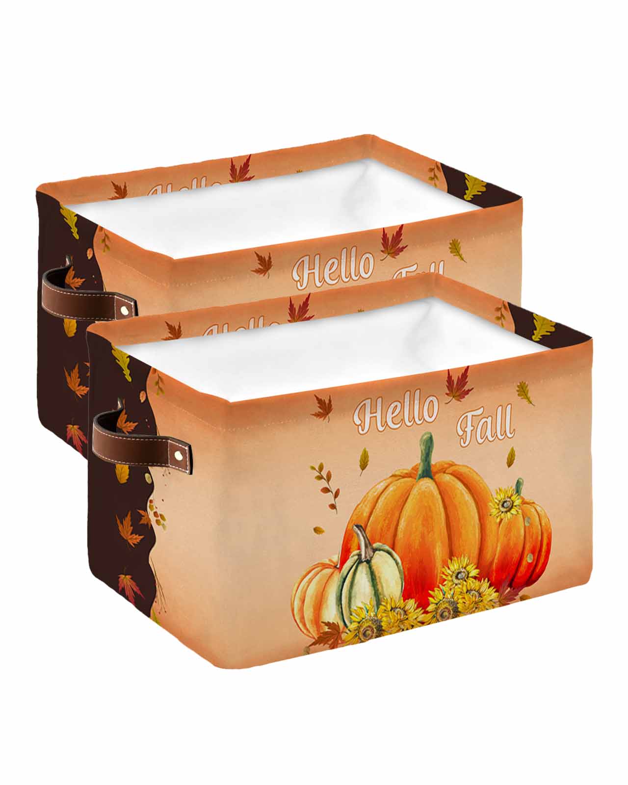 2 Pack Large Storage Baskets Bins Thanksgiving Pumpkin Collapsible