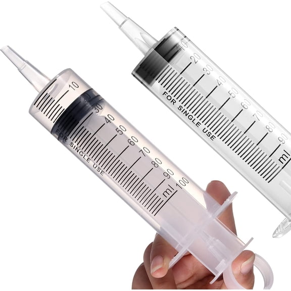 2 Pack Large Syringes (100 ML), Plastic Garden Industrial Syringes for Scientific Labs, Measuring, Watering, Refilling, Filtration Multiple Uses More Size Choice150ML