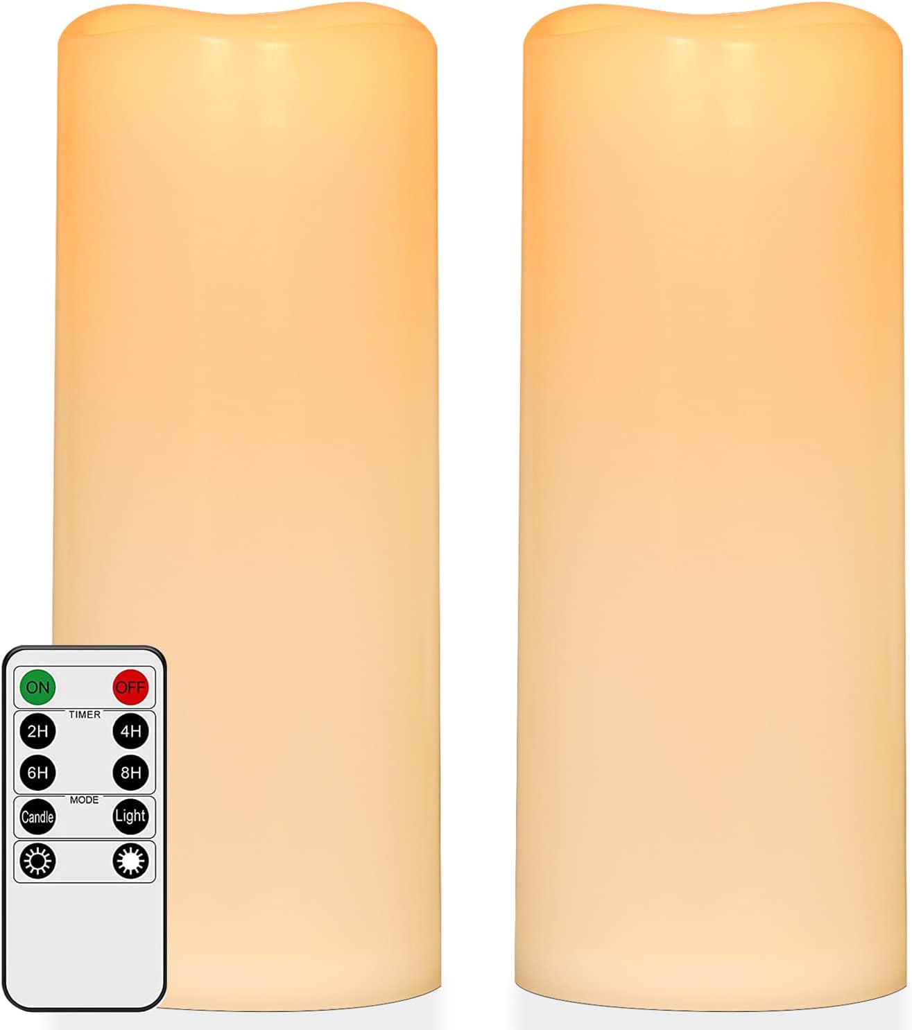 2 Pack Large Waterproof Outdoor Flameless Candles with Remote and