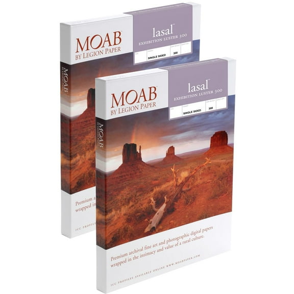 Moab 2 Pack Lasal Exhibition Luster 300, Archival Luster 300 gsm, 11 mil., Inkjet Paper 5x7", 50 Sheets