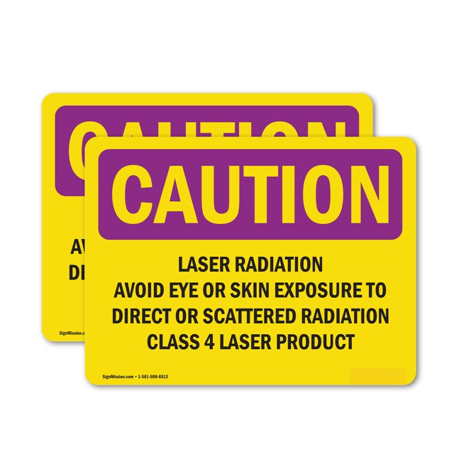 (2 Pack) Laser Radiation Avoid Eye Or Skin Exposure OSHA Caution Radiation Sign