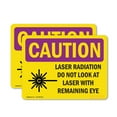 thumbnail image 1 of (2 Pack) Laser Radiation Do Not Look With Symbol OSHA Caution Radiation Sign, 1 of 7