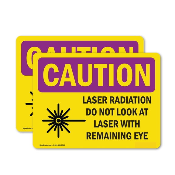 (2 Pack) Laser Radiation Do Not Look With Symbol OSHA Caution Radiation Sign