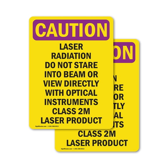 (2 Pack) Laser Radiation Do Not Stare Into OSHA Caution Radiation Sign