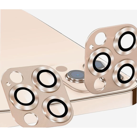 [2 Pack] Latest Lens Protector for iPhone 12 Pro 6.1\\u201d Metal Cover Tempered Glass Lens Protective Accessories [Gold]