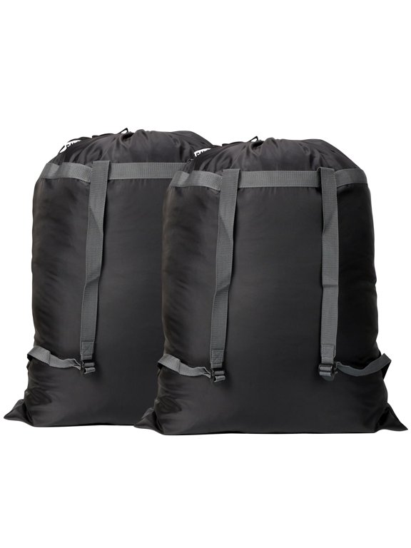 2 Pack Laundry Bag Backpack 27"x34"Laundry Bag with Straps Drawstring Black VT04