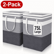 Icreopro 2 Pack Laundry Hampers, 75L Large Collapsible Laundry Baskets,Waterproof Clothes Hampers with Carry Handles for Bedroom, Bathroom, Laundry Room and Dorm