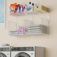 thumbnail image 1 of 2 Pack Laundry Room Shelves Organization And Storage,Wall Mounted Clothes Drying Rack With Wire Mesh Basket Over Washer And Dryer,Large Capacity Floating Wall Shelf For Bathroom,Kitchen,Storeroom, 1 of 8