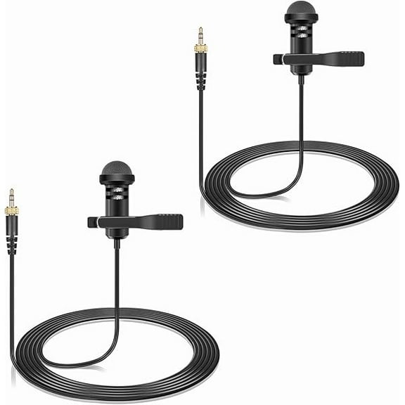 2-Pack Lavalier Lapel Microphone Compatible with Sennheiser Wireless System Bodypack Transmitter, Omnidirectional Condenser Mic for YouTube, Lectures, Living Performance
