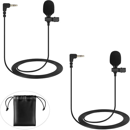 2-Pack Lavalier Microphone Compatible with DJI MIC 2, RODE Wireless Go II, 3.5mm TRS Clip-on Lapel Mic for Transmitters, Clear Voice & Mini Size, Ideal for Streaming, Vlog, Interview and More