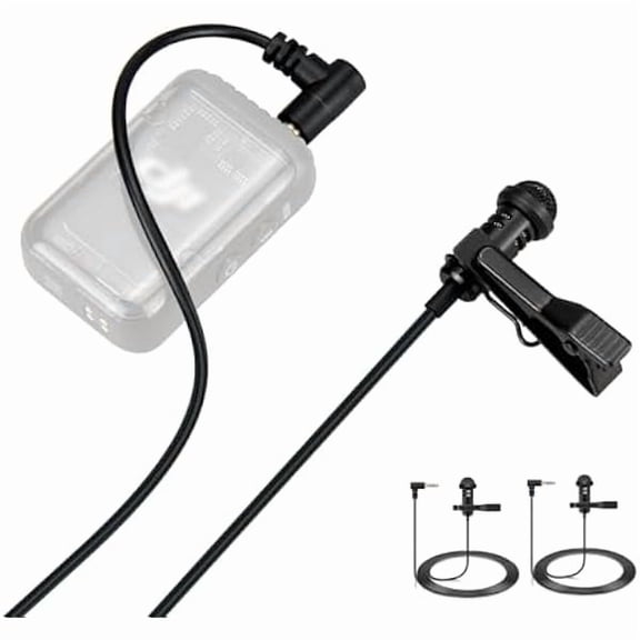 2-Pack Lavalier Microphone Compatible with DJI Mic 2 / Mic 1 and Rode Wireless Pro/Wireless Go ii 2 Microphone System Transmitters - 3.5mm Omnidirectional Lapel Lav Mic for Vlog Interview