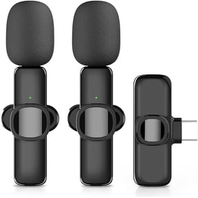 2 Pack Lavalier Microphone USB C Wireless Lav Mic for Android Phone Mini Lapel Mic Type C for Samsung iPhone 15, Crystal Clear Sound for Recording, Live Streaming, YouTube, TikTok
