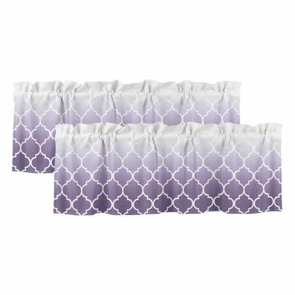 2 Pack Lavender Purple Valance for Window Moroccan Trellis Abstract Gradient Geometric Kitchen Valance Rod Pocket Short Curtain Topper Decorative Window Treatment for Living Room Bedroom 42"x12"