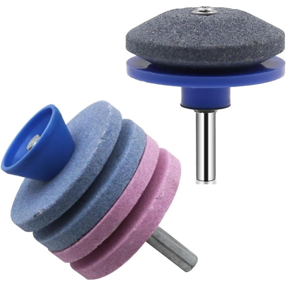 2 Pack Lawn Mower Blade Sharpener Single/Quad Layer Grinding Corundum Stones Wheel Lawnmower Blade Sharpeners for Power Hand Drill Lawnmower Mulching Blades Cultivator Hoe Garden Tools Blade