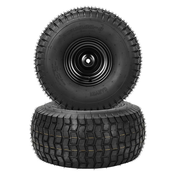 2-Pack Lawn Mower Tire & Wheel Assembly, Flat-Free Solid Rubber Replacement for Riding Mower Garden Tractor, Multiple Sizes Available