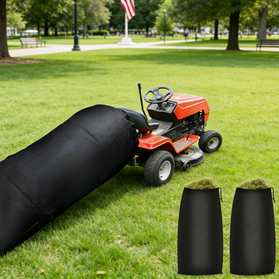 2 Pack Lawn Tractor Leaf Bag 92In Opening 54 Cu Ft Large Capacity Ride On Mower Material Collection System 210D Oxford Fabric Drawstring Heavy Duty Yard Waste Bag Easy Empty Storage Black Waterproof