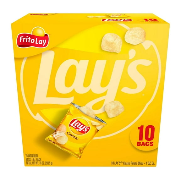 Pack of 2 - Frito Lays Classic Potato Chips Bags, 1 Oz, 10 Ct Packaging May Vary