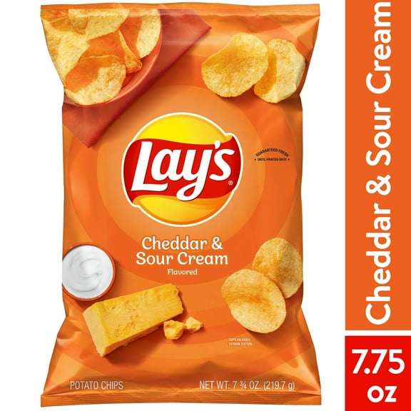 2 Pack-Lay's Potato Chips, Cheddar & Sour Cream, 7.75 oz - Value Pack