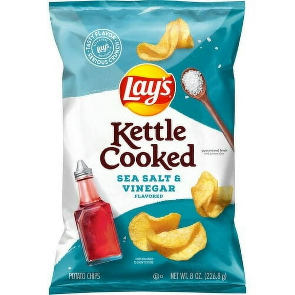 Lay's Kettle Cooked Sea Salt & Vinegar Potato Chips - 8 oz (Pack of 2)