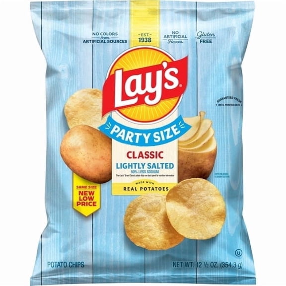 2 Pack - Lay's Potato Chips Lightly Salted Party Size 12.5 Ounce Bag