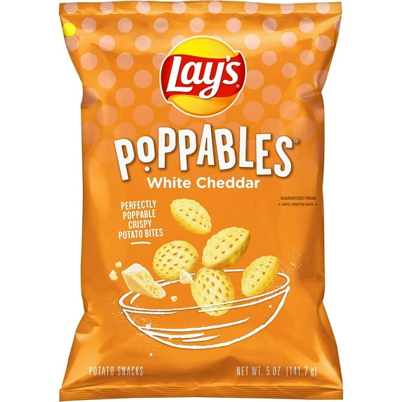 Pack of 2 - Lays Poppables White Cheddar Flavored Potato Snacks, 5 Oz Packaging May Vary
