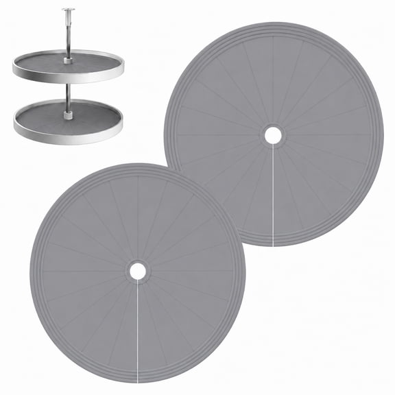 2 Pack Lazy Susan Shelf Liner, Pie-Cut Non-Slip Waterproof Silicone Mat, Round Heat-Resistant Turntable Liner for Kitchen Cabinets, Easy to Clean