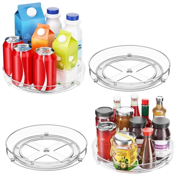 2-Pack Lazy Susan Turntable Organizers - 9.5'' Rotating Trays with Raised Edge for Pantry, Fridge, and Countertop Storage