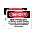 thumbnail image 1 of (2 Pack) Lead Paint Hazard No Sanding Chipping OSHA Danger Sign 10 Inch X 7 Inch Plastic Sign, Weather Resistant, UV Protected for Workplace, Business, and Construction Site, Made in, 1 of 8