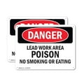 thumbnail image 1 of (2 Pack) Lead Work Area Poison No Smoking Or Eating OSHA Danger Sign 14 Inch X 10 Inch Indoor / Outdoor Rust-Free Aluminum Metal Signs for Workplace, Workshop, and Construction Site,, 1 of 8