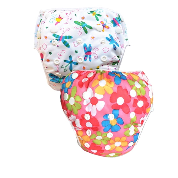 2 Pack Leakproof Reusable Swim Diapers, 0 to 2 years