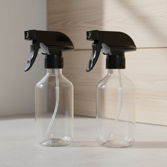 2-Pack Leakproof Spray Bottles (300ml/10oz) - Adjustable Nozzle for Fine Mist & Jet Stream | Premium Refillable Plastic Bottles for Hair Styling, Plant Misting, Cleaning Solutions (Clear)