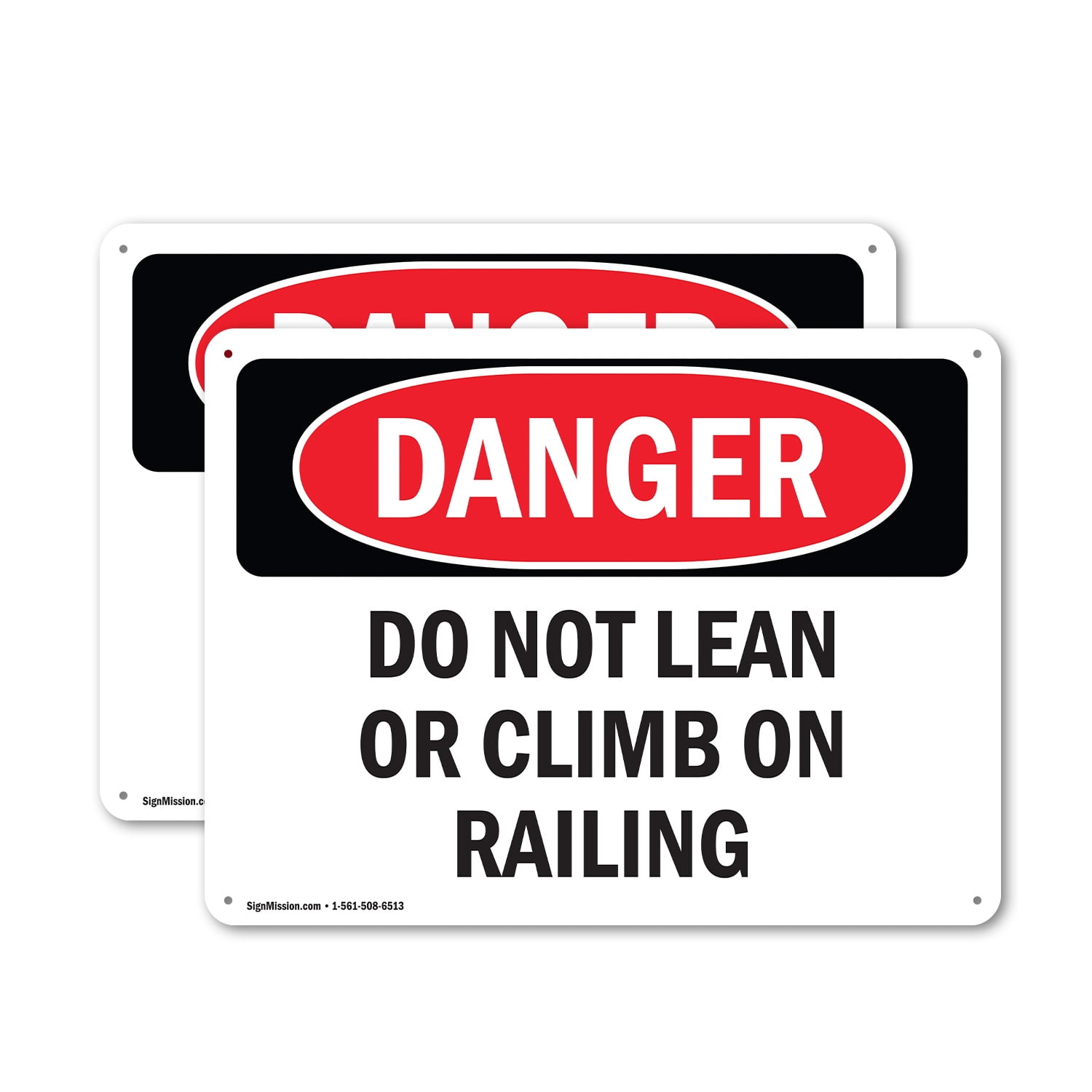 (2 Pack) Do Not Lean Or Climb On Railing OSHA Danger Sign 24 Inch X 18 ...